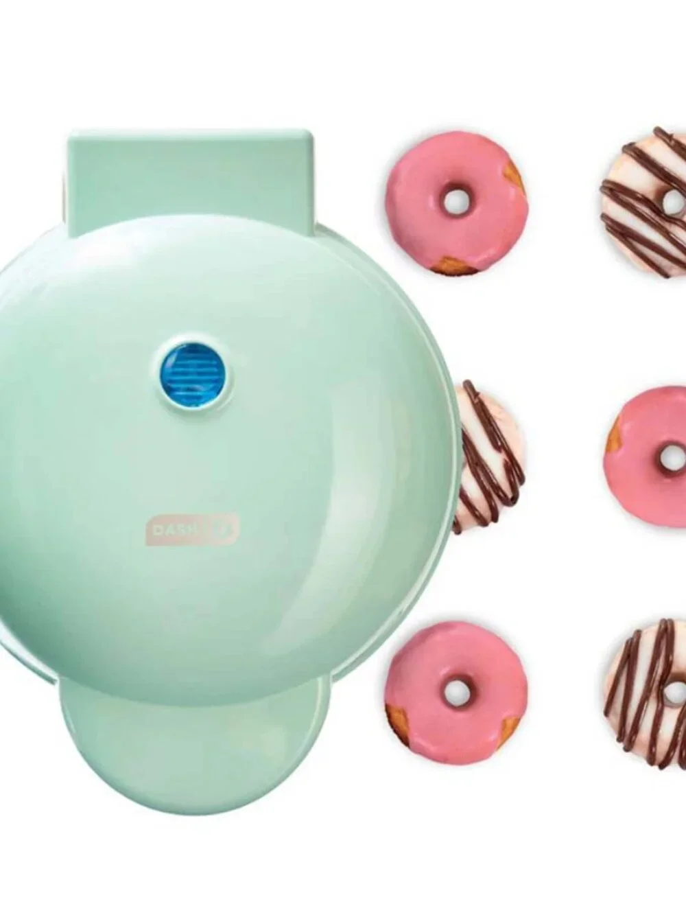 Dash Express Mini Donut Maker, 7 Donuts, Aqua | Electric Doughnut Machine for Ki